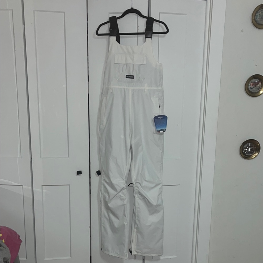 Chamonix White Snow Bib Overalls, ski and snowboard bib, snow gear